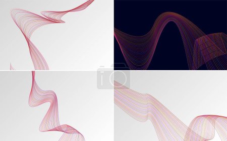 Illustration for Set of 4 geometric wave pattern background. Abstract waving line - Royalty Free Image