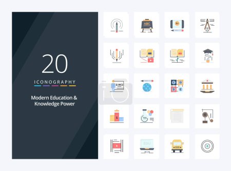 Téléchargez les illustrations : 20 Modern Education And Knowledge Power Icône de couleur plate pour la présentation - en licence libre de droit