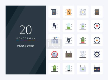Téléchargez les illustrations : 20 Power And Energy icône de couleur plate pour la présentation - en licence libre de droit