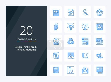 Ilustración de 20 Design Thinking And D Printing Modelado Icono de color azul para presentación - Imagen libre de derechos
