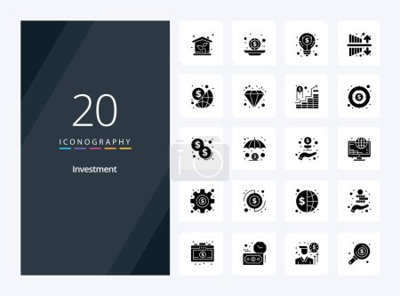 Illustration for 20 Investment Solid Glyph icon for presentation - Royalty Free Image