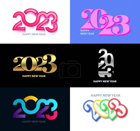 Ilustración de Big Set de 2023 Feliz Año Nuevo logo diseño de texto 2023 número de plantilla de diseño - Imagen libre de derechos