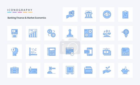 Ilustración de 25 Finanzas bancarias y economía de mercado Blue icon pack - Imagen libre de derechos