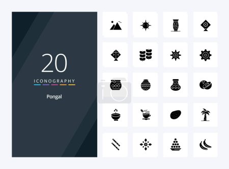 Illustration for 20 Pongal Solid Glyph icon for presentation - Royalty Free Image