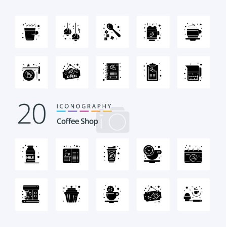 Ilustración de 20 Cafetería Solid Glyph icono Paquete como descanso descanso descanso de café - Imagen libre de derechos