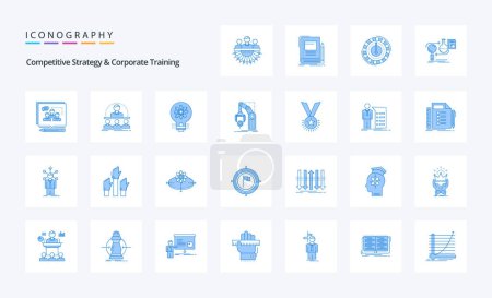 Ilustración de 25 Estrategia competitiva y entrenamiento corporativo Paquete de iconos azul - Imagen libre de derechos