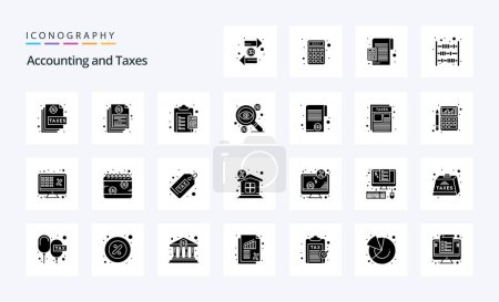 Ilustración de 25 impuestos Paquete de iconos de glifo sólido - Imagen libre de derechos