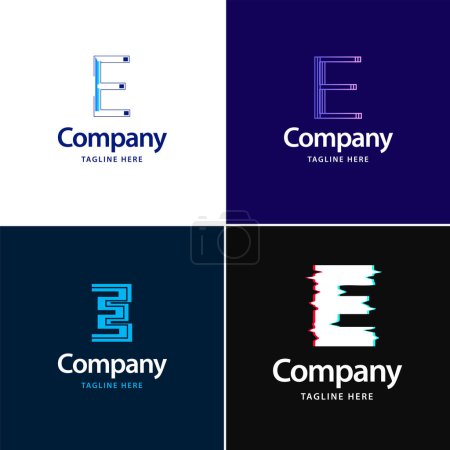 Téléchargez les illustrations : Lettre E Big Logo Pack Design. Conception de logos créatifs modernes pour votre entreprise - en licence libre de droit