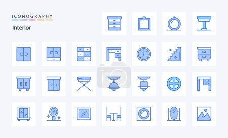 Illustration for 25 Interior Blue icon pack - Royalty Free Image