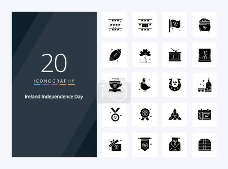 Illustration for 20 Ireland Independence Day Solid Glyph icon for presentation - Royalty Free Image