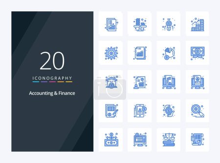 Téléchargez les illustrations : 20 Comptabilité et finance icône de couleur bleue pour la présentation - en licence libre de droit