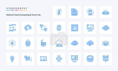Ilustración de Paquete de iconos de 25 Network Cloud Computing y Smart City Blue - Imagen libre de derechos
