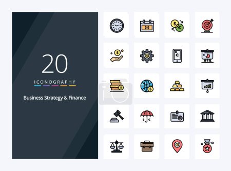 Ilustración de 20 Línea de Estrategia y Finanzas Empresariales Icono para presentación - Imagen libre de derechos