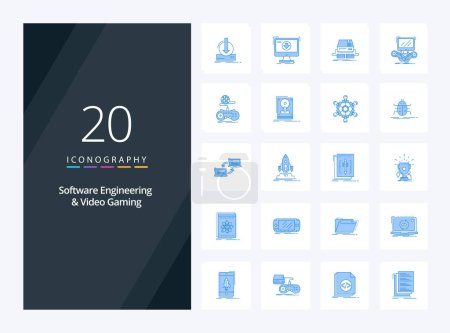 Illustration for 20 Software Engineering And Video Gaming Blue Color icon for presentation - Royalty Free Image