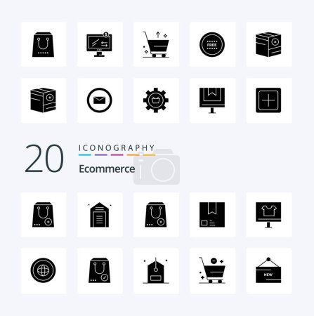 Illustration for 20 Ecommerce Solid Glyph icon Pack like package deliver storehouse package commerce - Royalty Free Image
