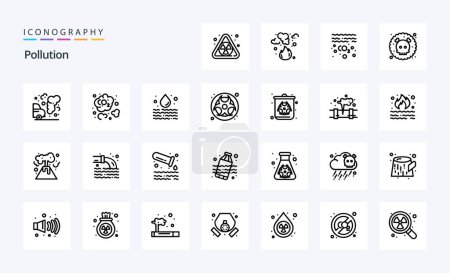Illustration for 25 Pollution Line icon pack - Royalty Free Image