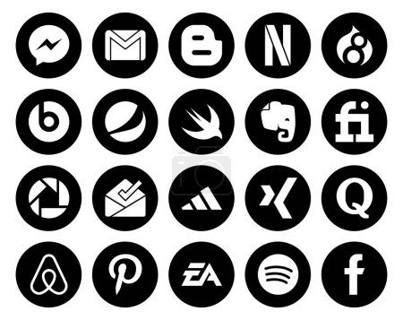Illustration for 20 Social Media Icon Pack Including question. xing. pepsi. adidas. picasa - Royalty Free Image