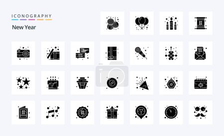 Ilustración de Paquete de icono de glifo sólido de año nuevo 25 - Imagen libre de derechos