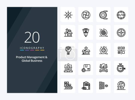 Illustration for 20 Product Managment And Global Business Outline icon for presentation - Royalty Free Image