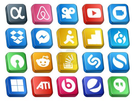 Ilustración de 20 Paquete de iconos de redes sociales incluyendo shazam. acciones. Apunta. pregunta. reddit - Imagen libre de derechos