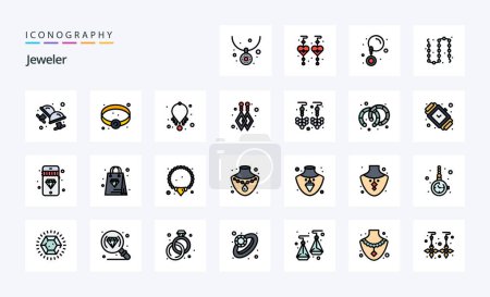 Illustration for 25 Jewellery Line Filled Style icon pack - Royalty Free Image