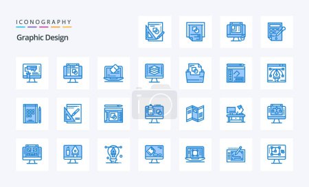 Illustration for 25 Graphic Design Blue icon pack - Royalty Free Image