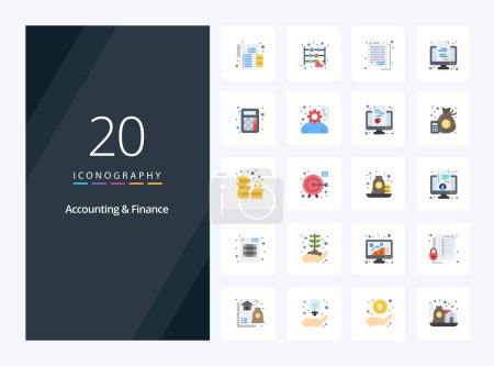 Illustration for 20 Accounting And Finance Flat Color icon for presentation - Royalty Free Image