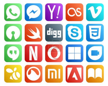 Ilustración de 20 Paquete de iconos de redes sociales, incluido el dúo de Google. ópera. Rápido. netflix. css - Imagen libre de derechos