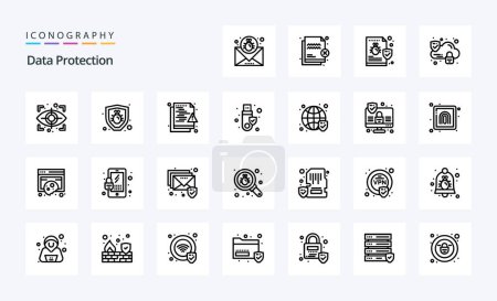 Illustration for 25 Data Protection Line icon pack - Royalty Free Image