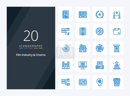 Ilustración de 20 Cenima icono de color azul para la presentación - Imagen libre de derechos