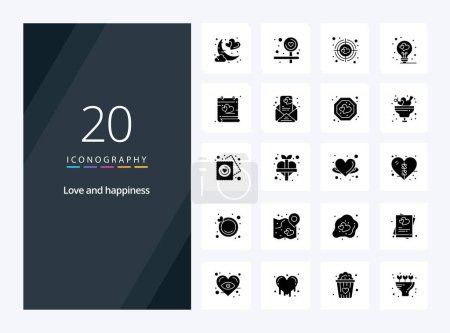 Téléchargez les illustrations : 20 icône Glyphe solide amour pour la présentation - en licence libre de droit