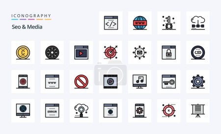 Ilustración de 25 Seo Media Line relleno icono paquete de estilo - Imagen libre de derechos