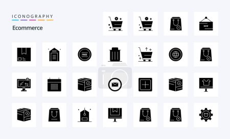 Ilustración de 25 Paquete de iconos de glifos sólidos de comercio electrónico - Imagen libre de derechos