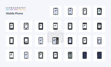Illustration for 25 Mobile Phone Line Filled Style icon pack - Royalty Free Image