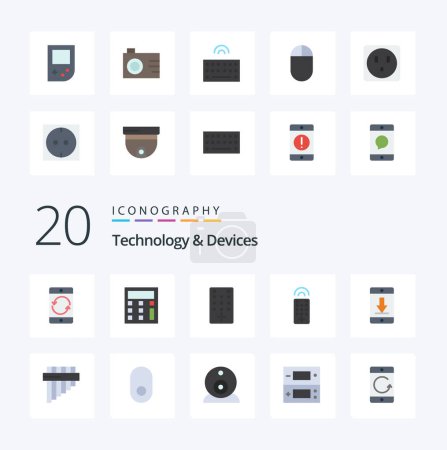 Téléchargez les illustrations : 20 Appareils Icône couleur plate Pack comme instrument appareil de téléchargement de contrôle mobile - en licence libre de droit