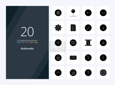 Ilustración de 20 Multimedia Solid Glyph icono para la presentación - Imagen libre de derechos