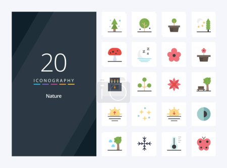 Illustration for 20 Nature Flat Color icon for presentation - Royalty Free Image