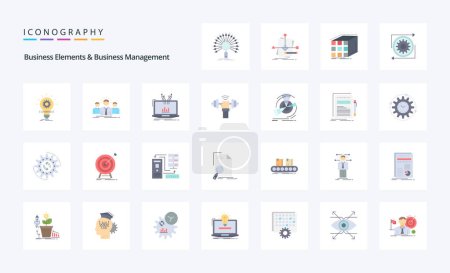 Illustration for 25 Business Elements And Business Managment Flat color icon pack - Royalty Free Image