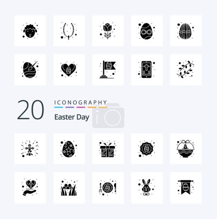 Illustration for 20 Easter Solid Glyph icon Pack like cart egg gift celebration holidays - Royalty Free Image