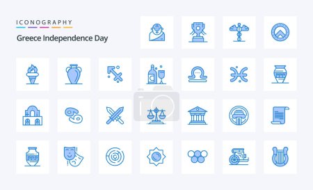 Ilustración de 25 Grecia Día de la Independencia Blue icon pack - Imagen libre de derechos
