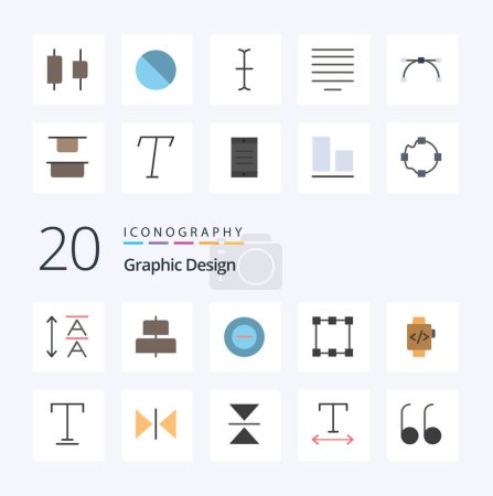 Ilustración de 20 Diseño de color plano icono Pack como flip ruta de texto fuente reloj de mano - Imagen libre de derechos