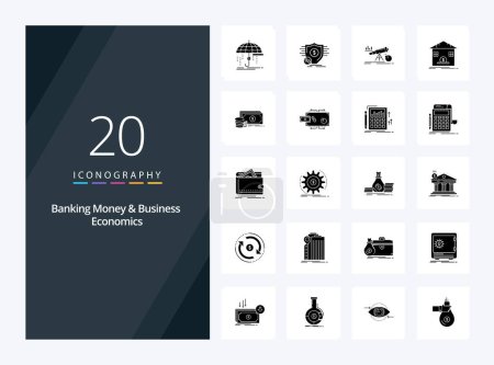 Ilustración de 20 Banking Money And Business Economics Solid Glyph icono para la presentación - Imagen libre de derechos