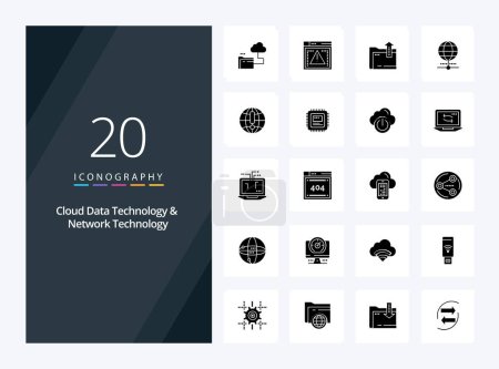 Téléchargez les illustrations : 20 Cloud Data Technology et Network Technology icône Glyphe solide pour la présentation - en licence libre de droit