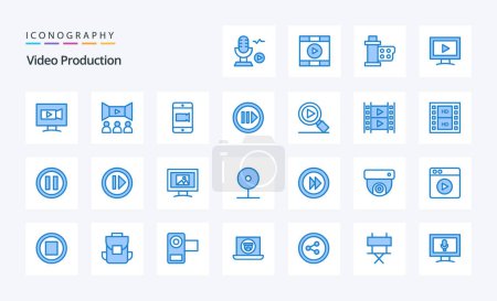 Ilustración de 25 Producción de vídeo Paquete icono azul - Imagen libre de derechos