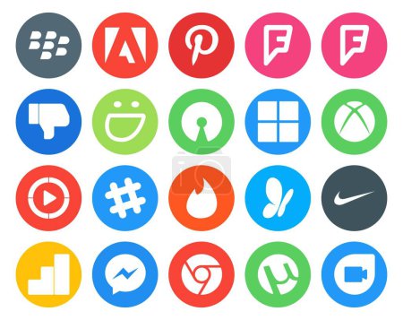 Ilustración de 20 Paquete de iconos de redes sociales incluyendo mensajero. nike. xbox. msn. chat - Imagen libre de derechos