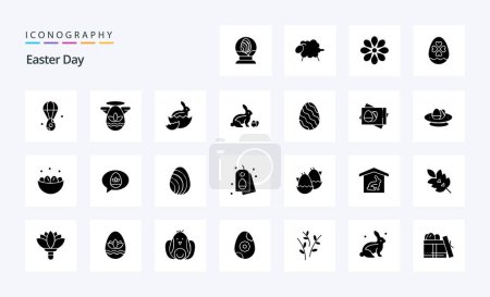 Illustration for 25 Easter Solid Glyph icon pack - Royalty Free Image