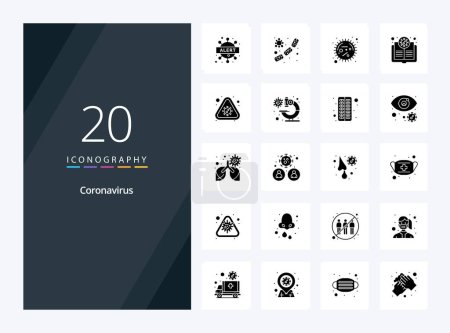 Ilustración de 20 Coronavirus Solid Glyph icono para la presentación - Imagen libre de derechos