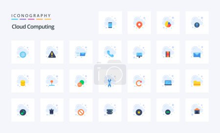 Illustration for 25 Cloud Computing Flat color icon pack - Royalty Free Image