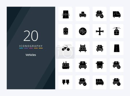 Illustration for 20 Vehicles Solid Glyph icon for presentation - Royalty Free Image