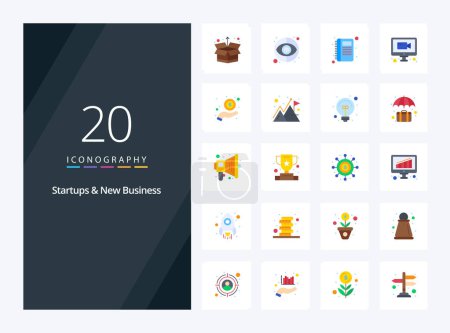 Illustration for 20 Startups And New Business Flat Color icon for presentation - Royalty Free Image